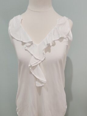 Lilly Pulitzer White Ruffle V-Neck Camisole